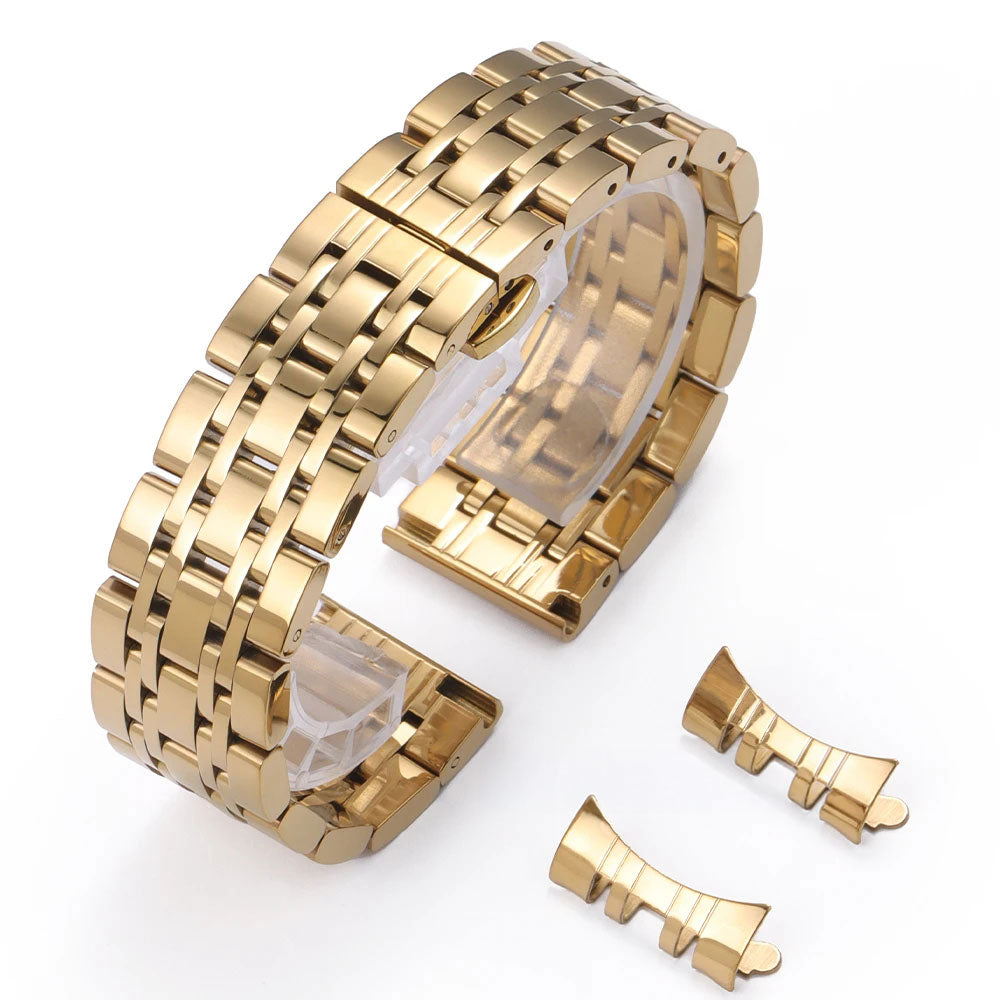 Solid Stainless Steel Jubilee-Style Watch Band with Curved End – 5-Link Bracelet 16–22mm-ChronoCraft-Viva Timepiece