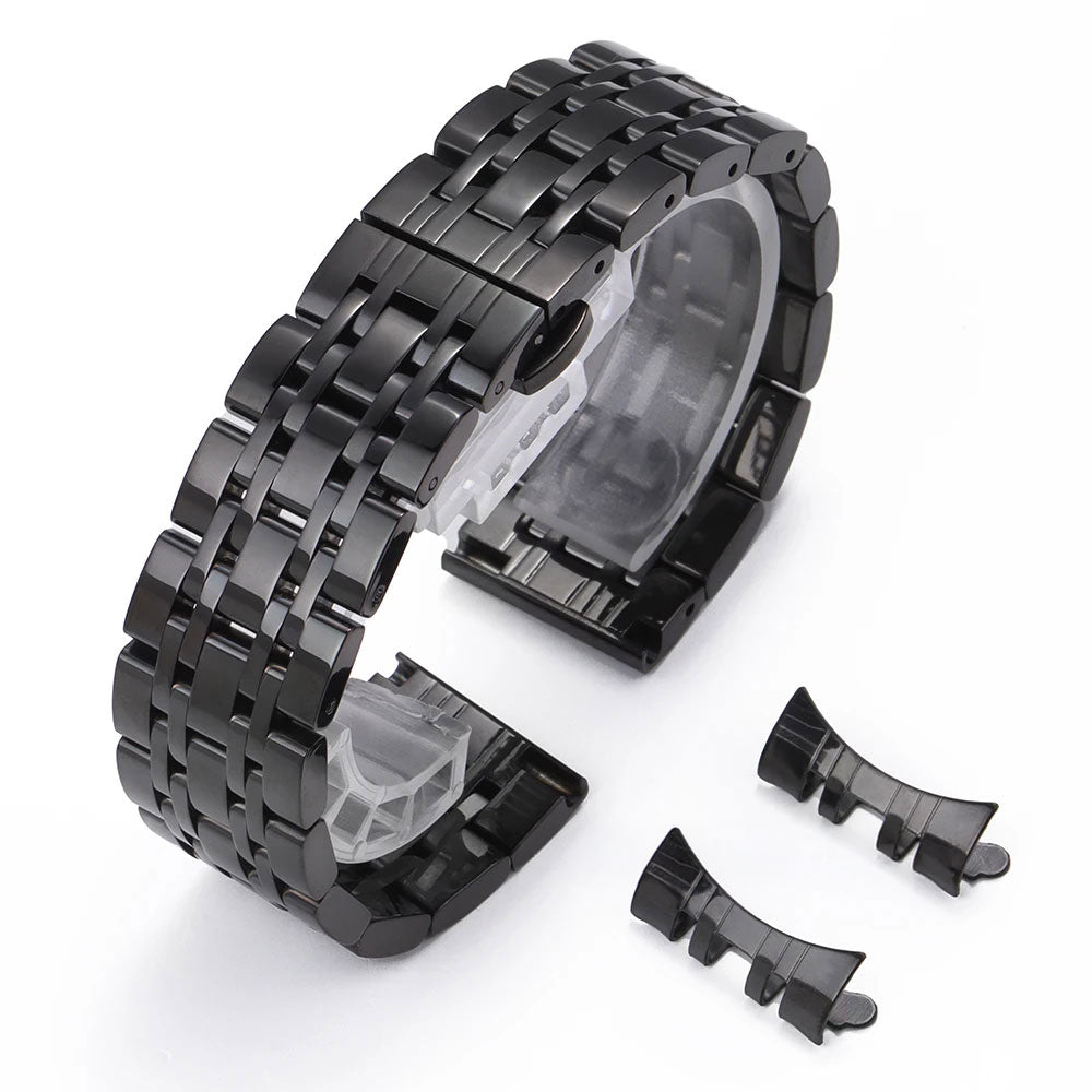 Solid Stainless Steel Jubilee-Style Watch Band with Curved End – 5-Link Bracelet 16–22mm-ChronoCraft-Viva Timepiece