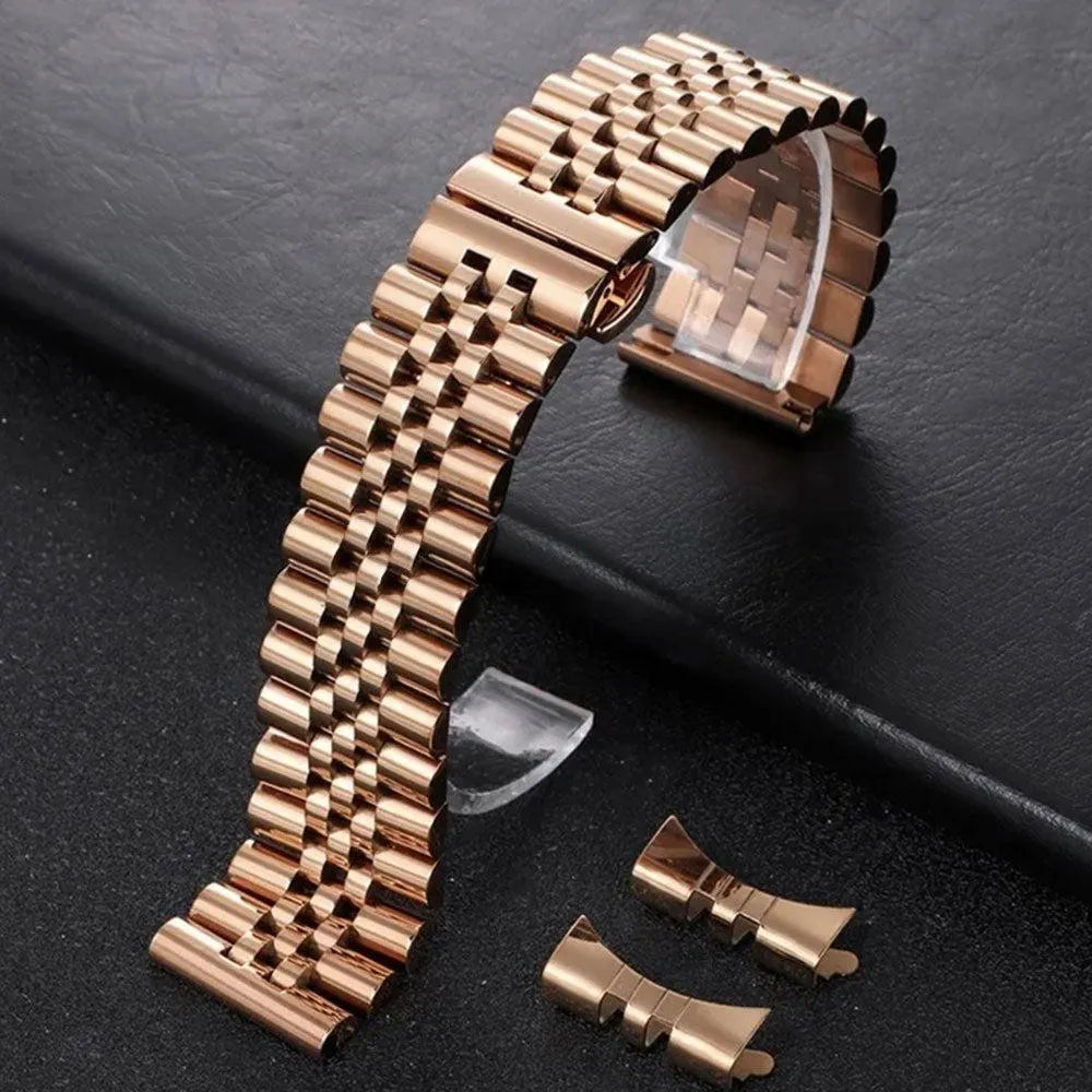 Solid Stainless Steel Jubilee Watch Band – Straight & Curved End 2-in-1 (12–22mm)-ChronoCraft-Viva Timepiece