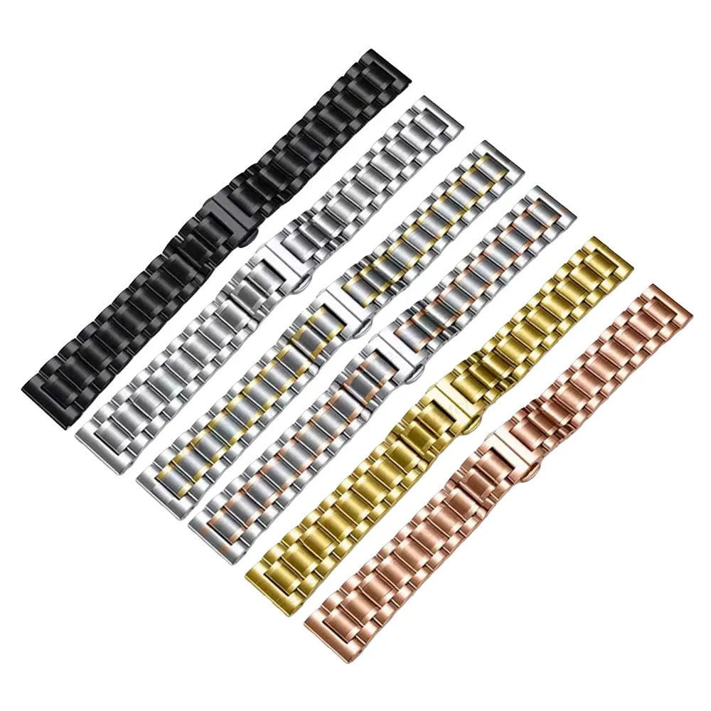 Solid Stainless Steel Watch Band Compatible with 12–24mm Watches – Butterfly Clasp-ChronoCraft-Viva Timepiece