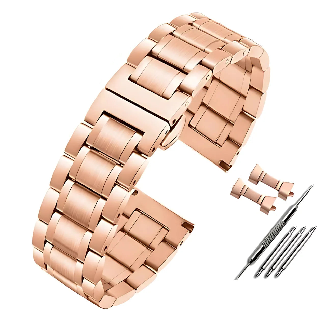 Solid Stainless Steel Watch Band Compatible with 12–24mm Watches – Butterfly Clasp-ChronoCraft-Viva Timepiece