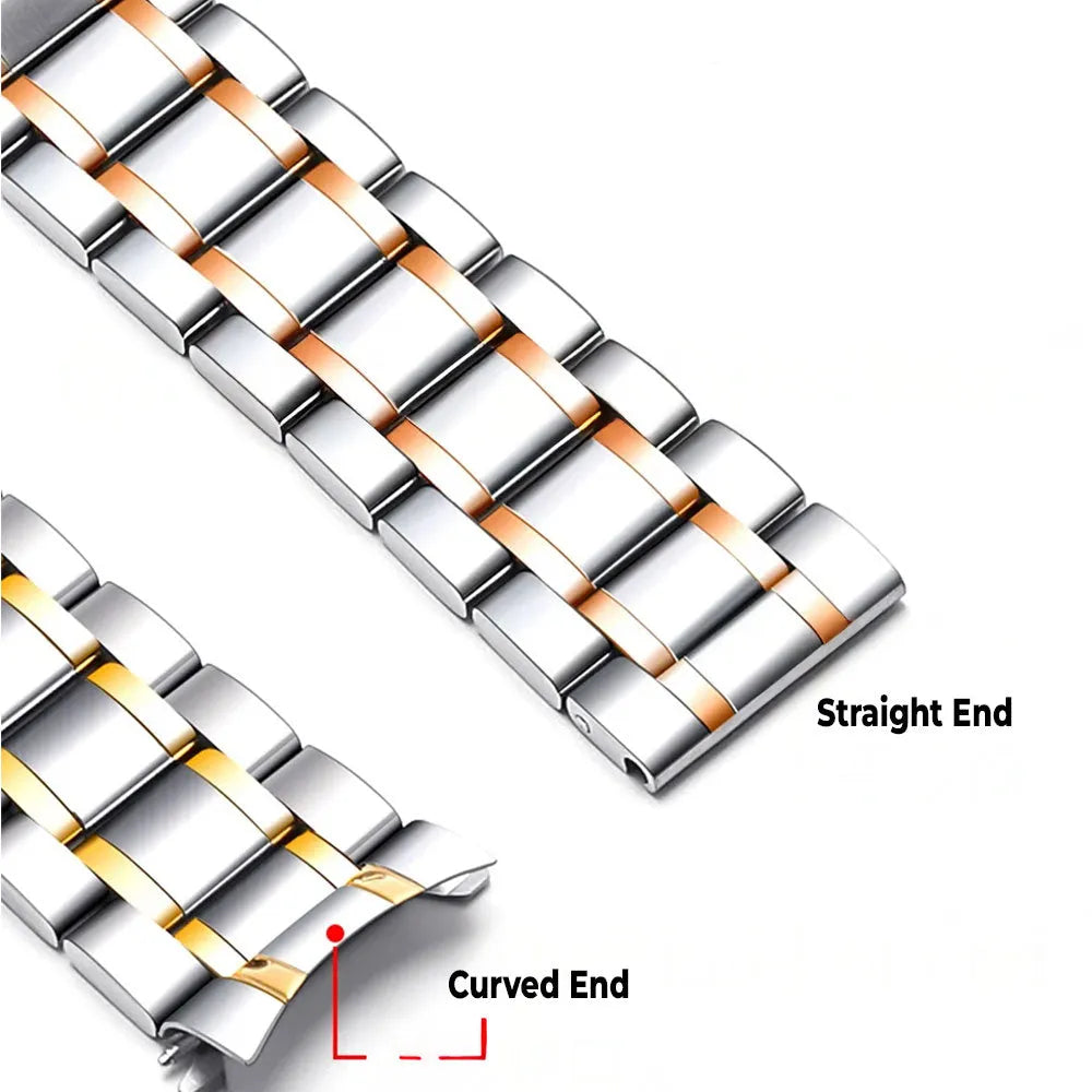 Solid Stainless Steel Watch Band Compatible with 12–24mm Watches – Butterfly Clasp-ChronoCraft-Viva Timepiece