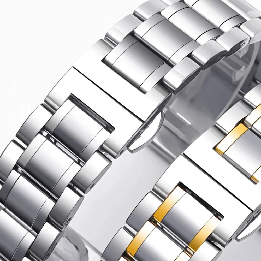 Solid Stainless Steel Watch Band Compatible with 12–24mm Watches – Butterfly Clasp-ChronoCraft-Viva Timepiece