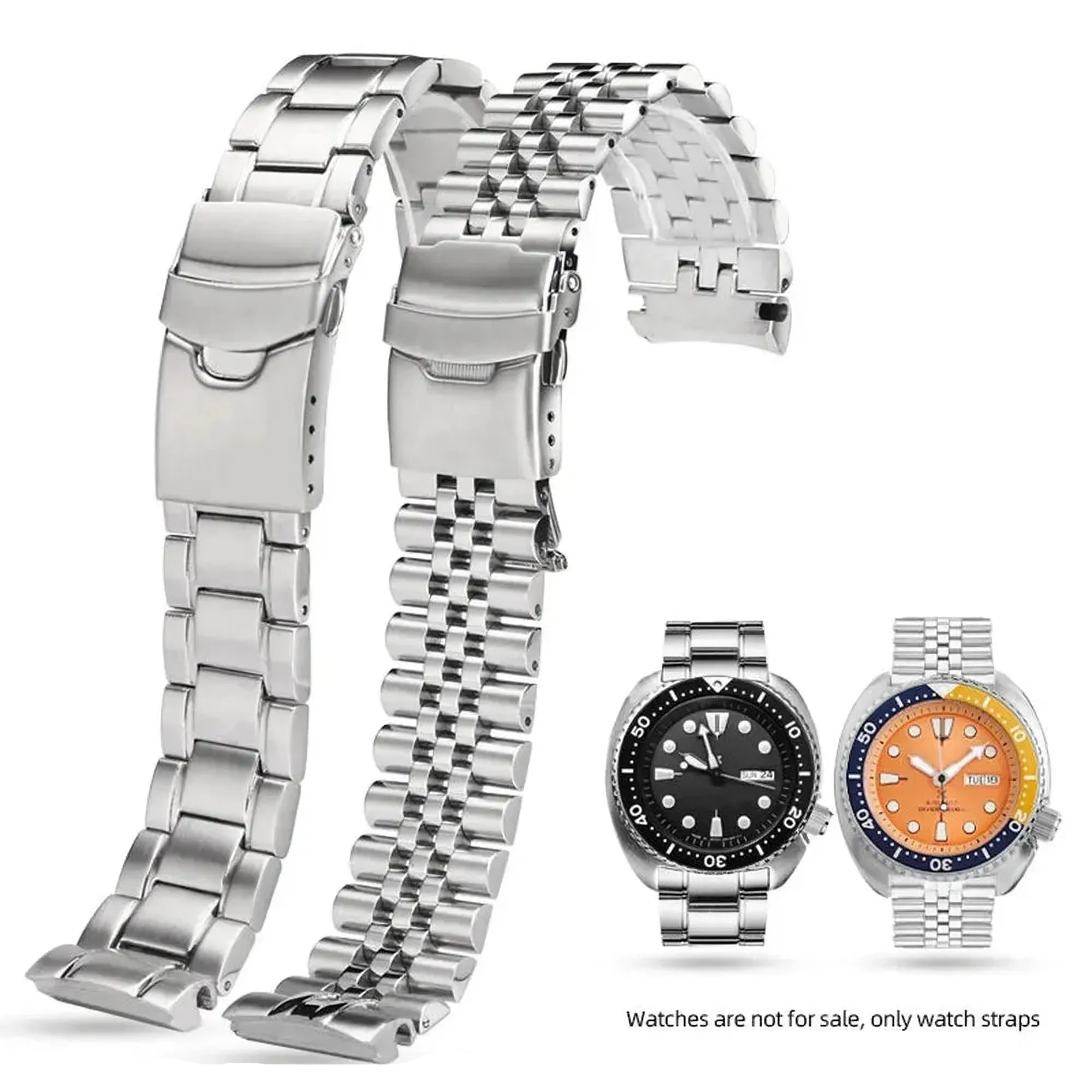Solid Stainless Steel Watch Band – Folding Clasp 22mm-ChronoCraft-Viva Timepiece