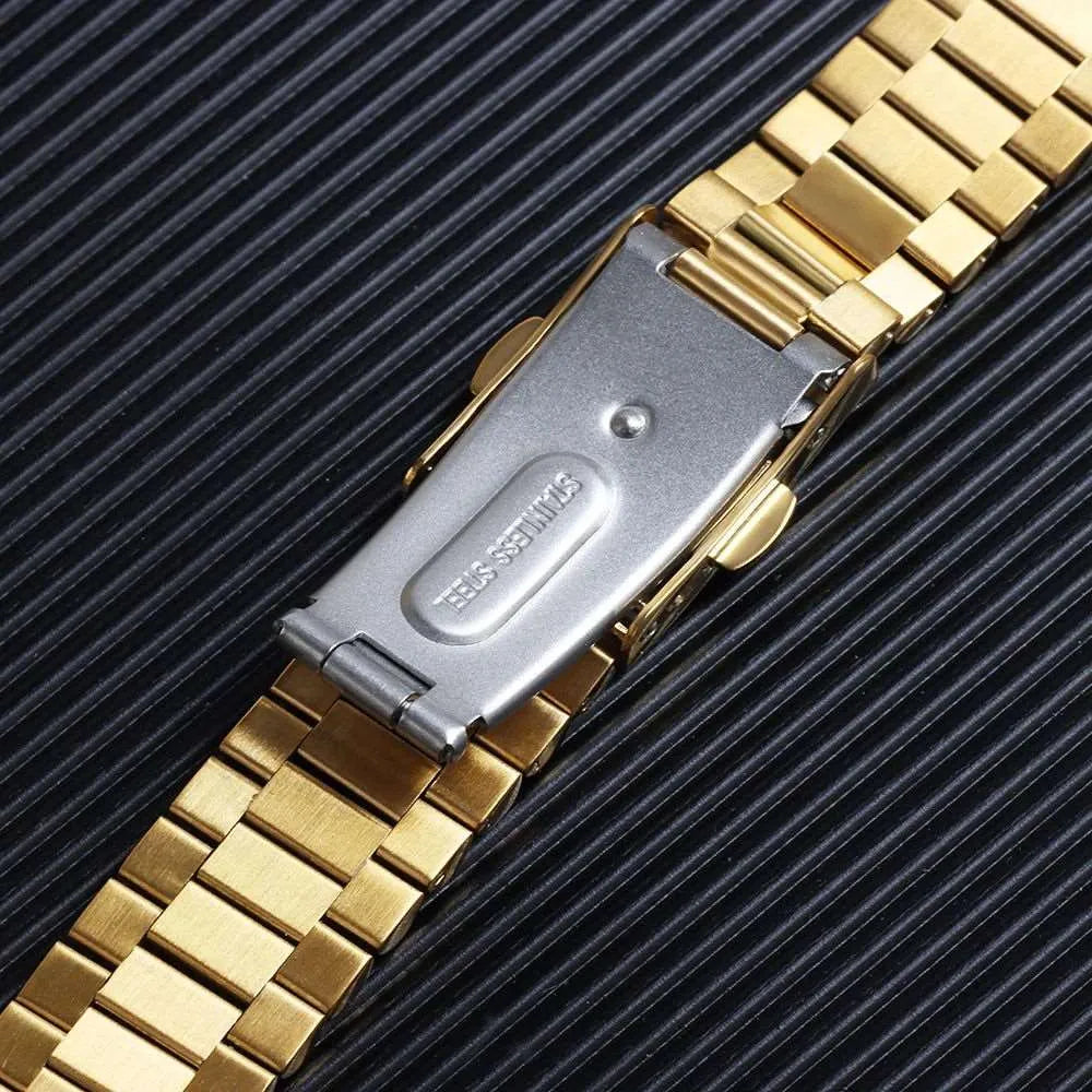 Slim Stainless Steel President-Style Watch Band – 10mm / 12mm / 14mm / 16mm-VivaStraps-Viva Timepiece