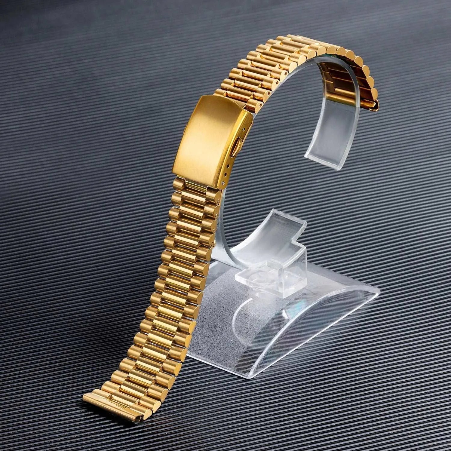 Slim Stainless Steel President-Style Watch Band – 10mm / 12mm / 14mm / 16mm-VivaStraps-Viva Timepiece