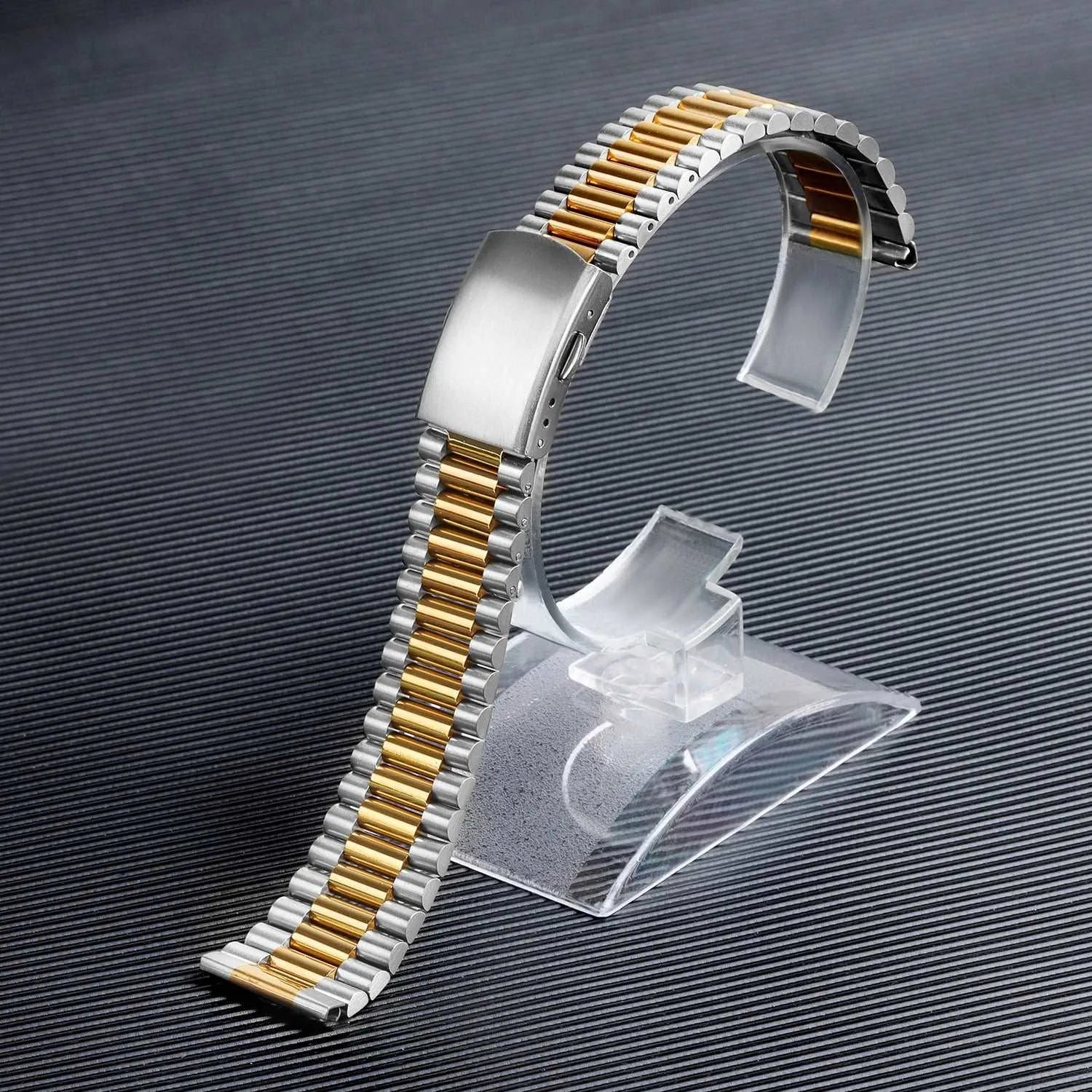 Slim Stainless Steel President-Style Watch Band – 10mm / 12mm / 14mm / 16mm-VivaStraps-Viva Timepiece