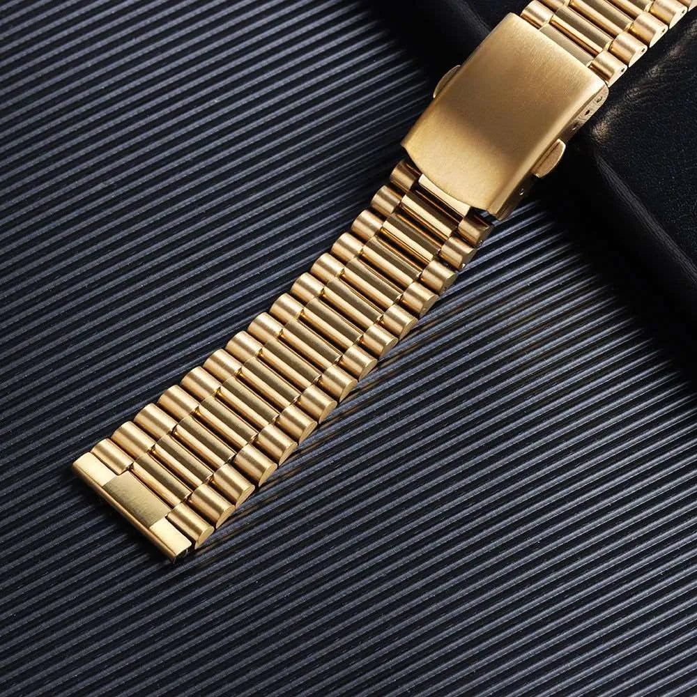 Slim Stainless Steel President-Style Watch Band – 10mm / 12mm / 14mm / 16mm-VivaStraps-Viva Timepiece