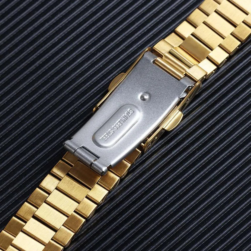Slim Stainless Steel President-Style Watch Band – 10mm / 12mm / 14mm / 16mm-VivaStraps-Viva Timepiece