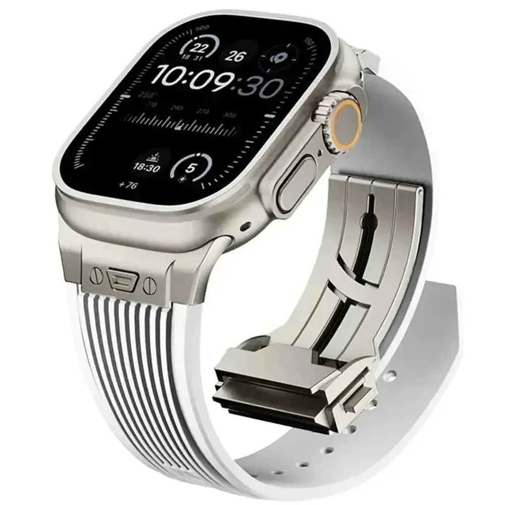 Sport Rubber Strap with Folding Pin Buckle for Apple Watch – 44mm to 49mm