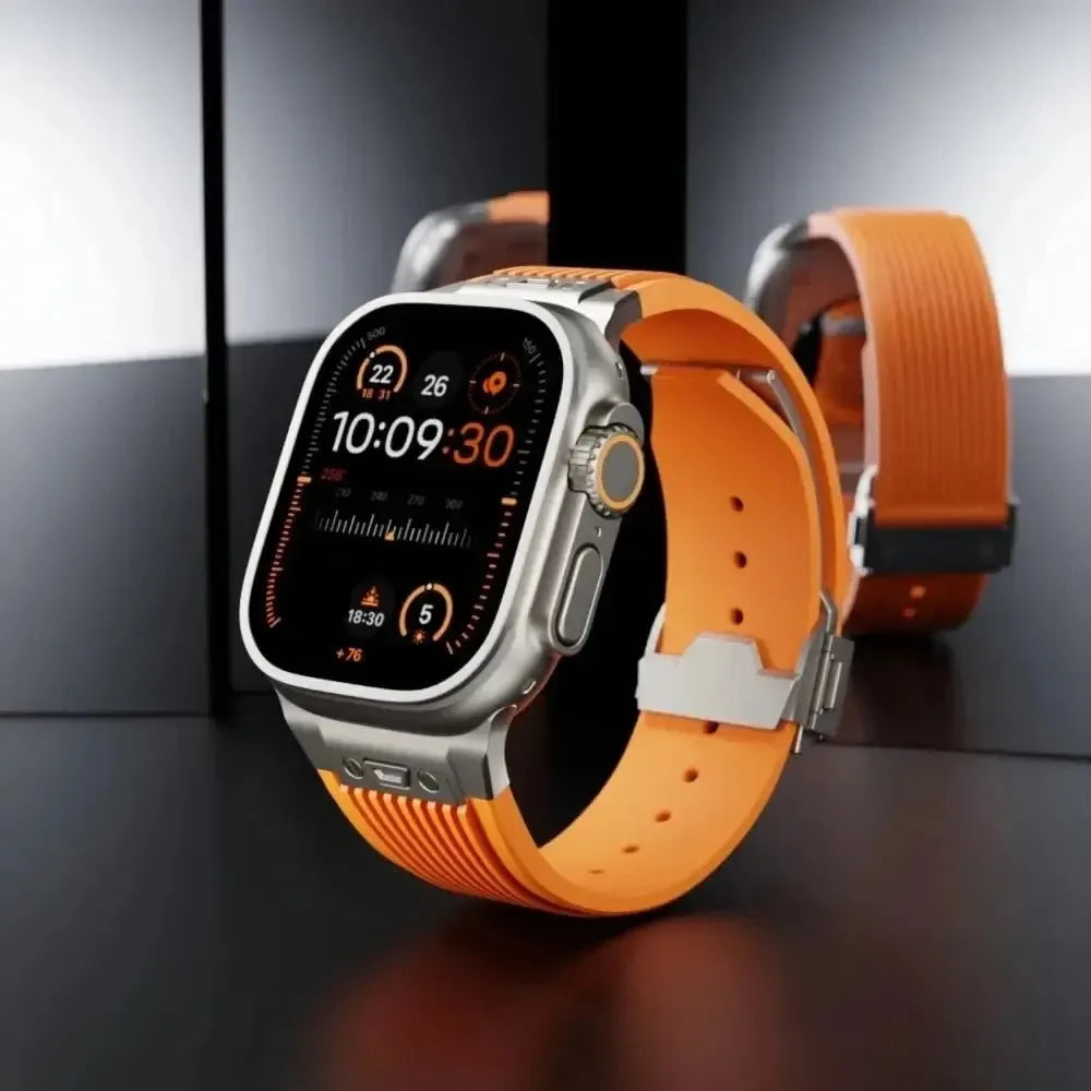 Sport Rubber Strap with Folding Pin Buckle for Apple Watch – 44mm to 49mm