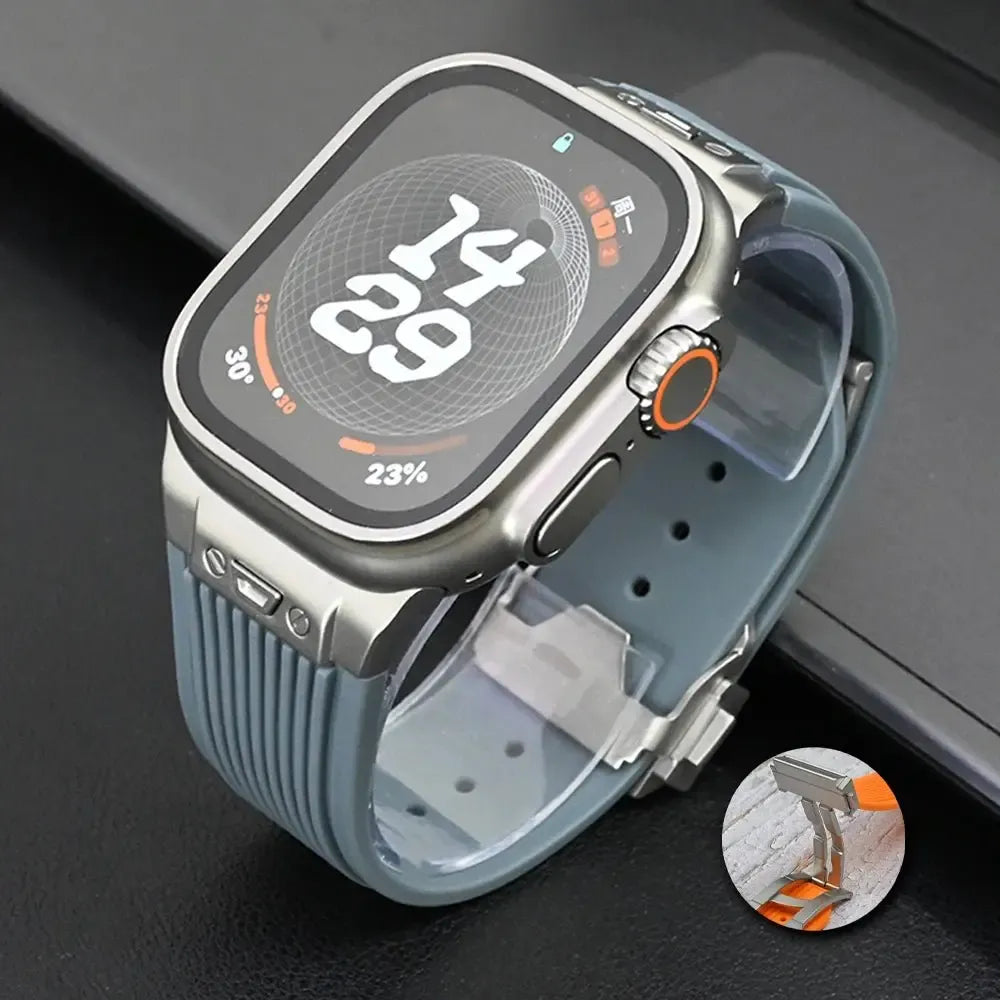 Sport Rubber Strap with Folding Pin Buckle for Apple Watch – 44mm to 49mm