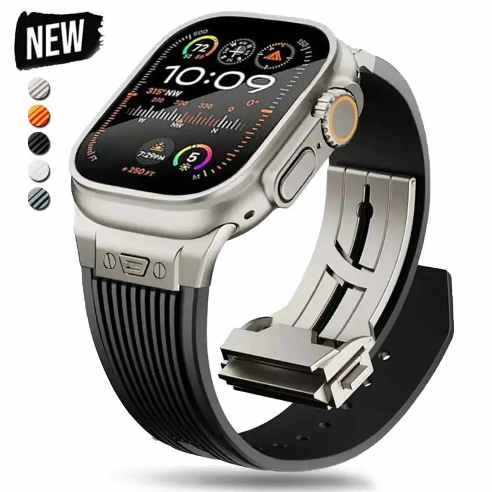 Sport Rubber Strap with Folding Pin Buckle for Apple Watch – 44mm to 49mm