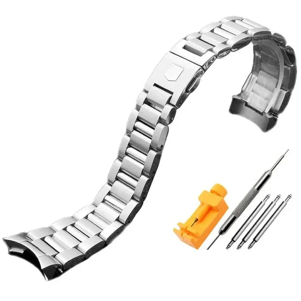 Stainless Steel Curved-End Watch Band 22mm – Compatible with TAG Heuer Carrera CBN2A1D-ChronoCraft-Viva Timepiece