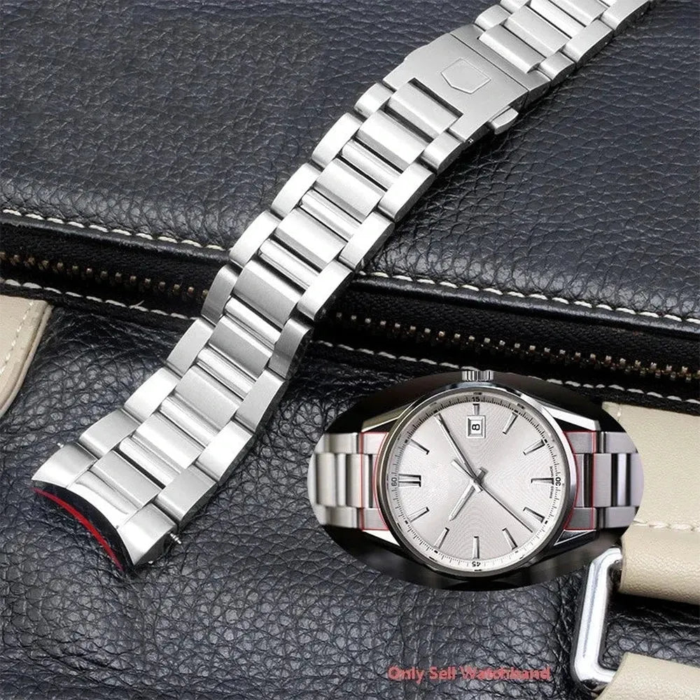 Stainless Steel Curved-End Watch Band 22mm – Compatible with TAG Heuer Carrera CBN2A1D-ChronoCraft-Viva Timepiece