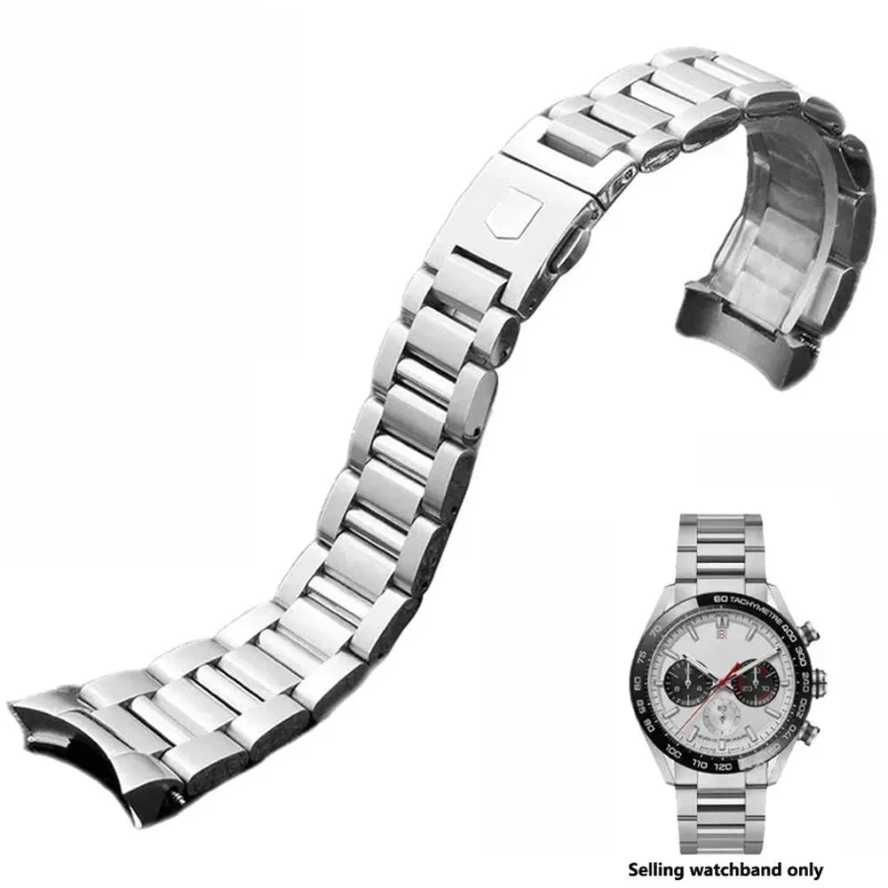 Stainless Steel Curved-End Watch Band 22mm – Compatible with TAG Heuer Carrera CBN2A1D-ChronoCraft-Viva Timepiece