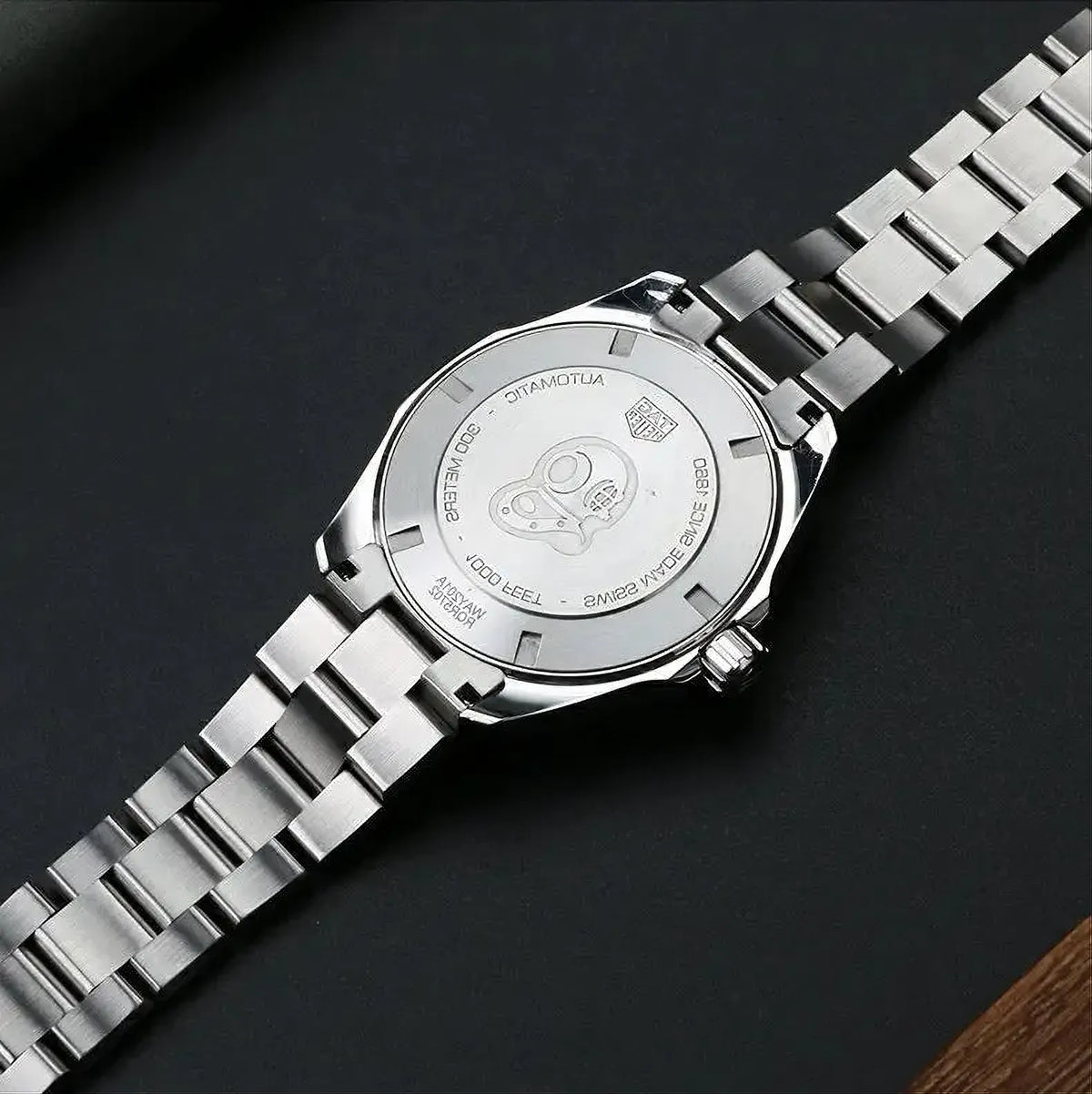 Stainless Steel Curved-End Watch Bracelet – Compatible with TAG Heuer Aquaracer 300 WAY211/WAY111-Watch Bands-ChronoCraft-Silver-21.5mm-43mm dial-Viva Timepiece