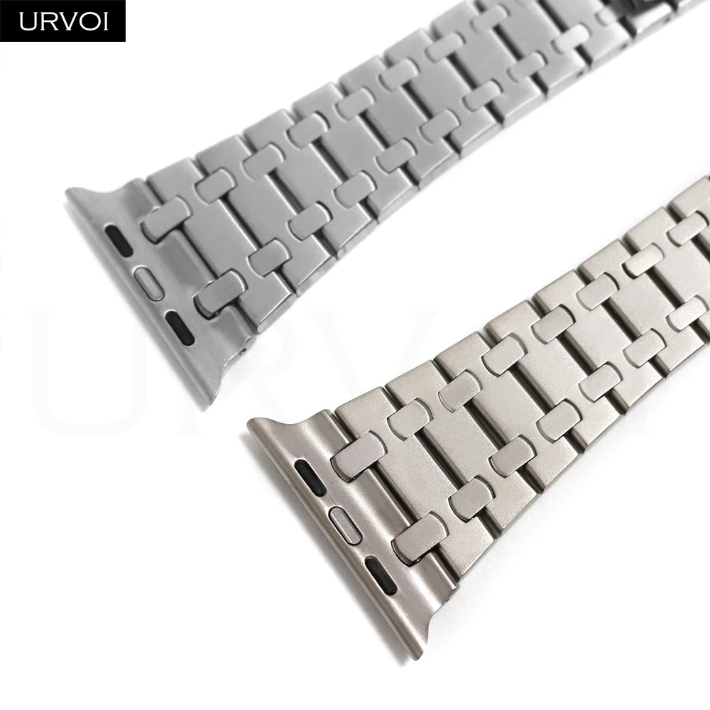 Stainless Steel Integrated-Link Watch Band Compatible with Apple Watch 44mm / 45mm / 49mm
