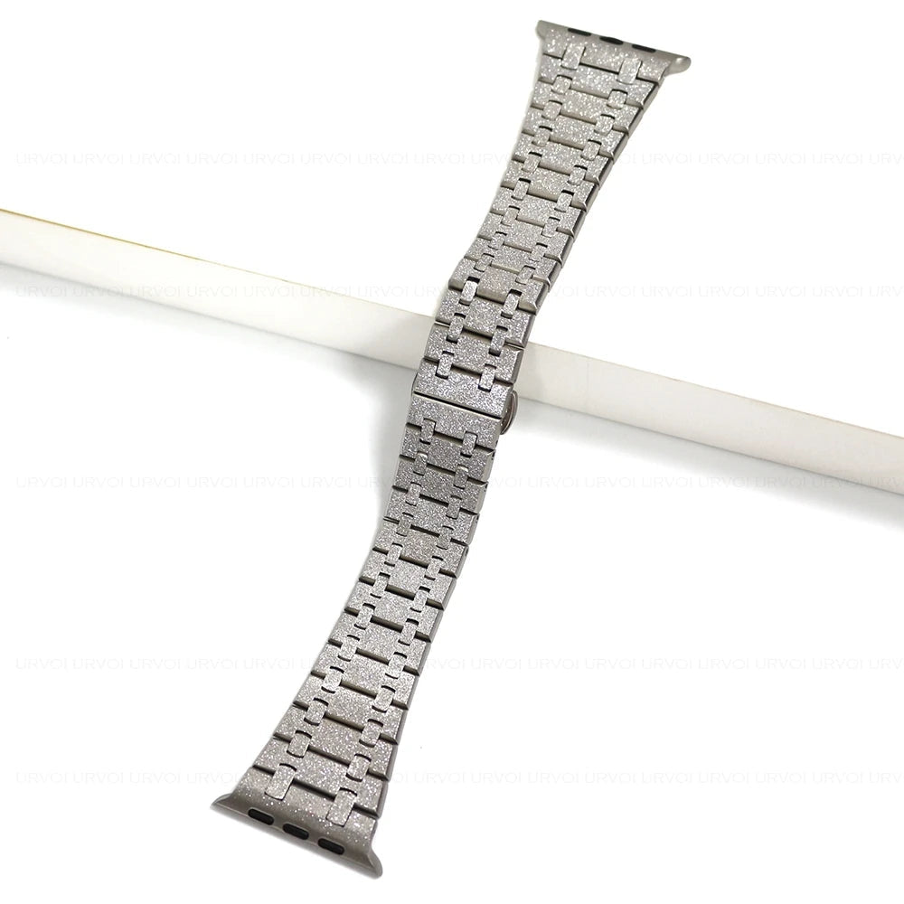 Stainless Steel Integrated-Link Watch Band Compatible with Apple Watch 44mm / 45mm / 49mm