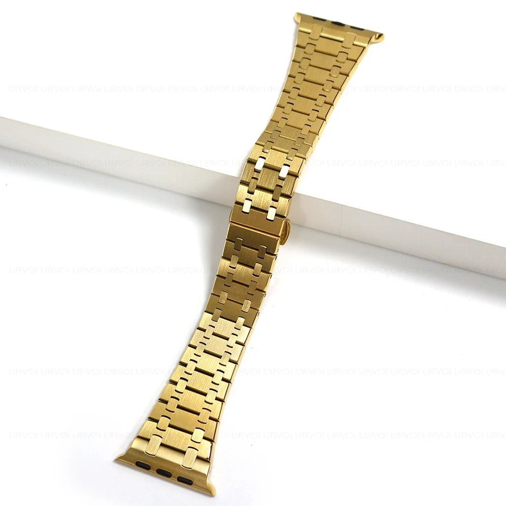 Stainless Steel Integrated-Link Watch Band Compatible with Apple Watch 44mm / 45mm / 49mm