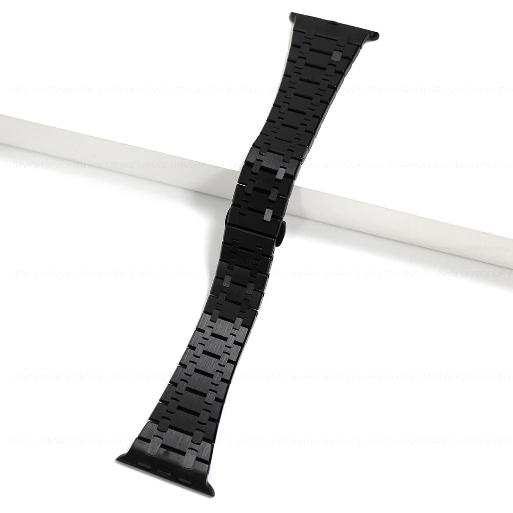 Stainless Steel Integrated-Link Watch Band Compatible with Apple Watch 44mm / 45mm / 49mm