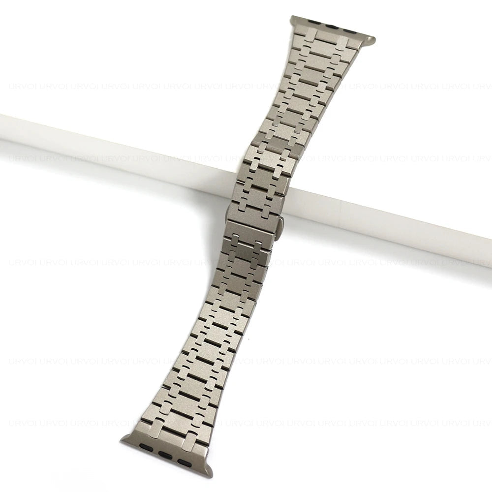 Stainless Steel Integrated-Link Watch Band Compatible with Apple Watch 44mm / 45mm / 49mm