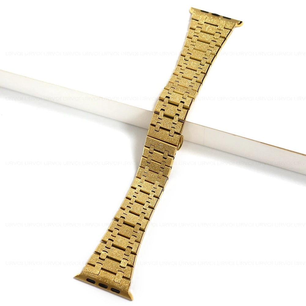 Stainless Steel Integrated-Link Watch Band Compatible with Apple Watch 44mm / 45mm / 49mm