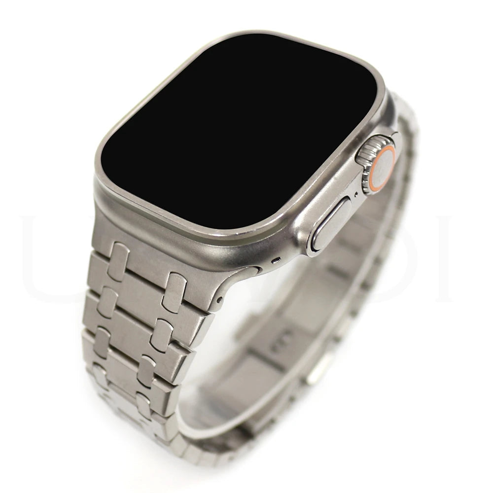 Stainless Steel Integrated-Link Watch Band Compatible with Apple Watch 44mm / 45mm / 49mm