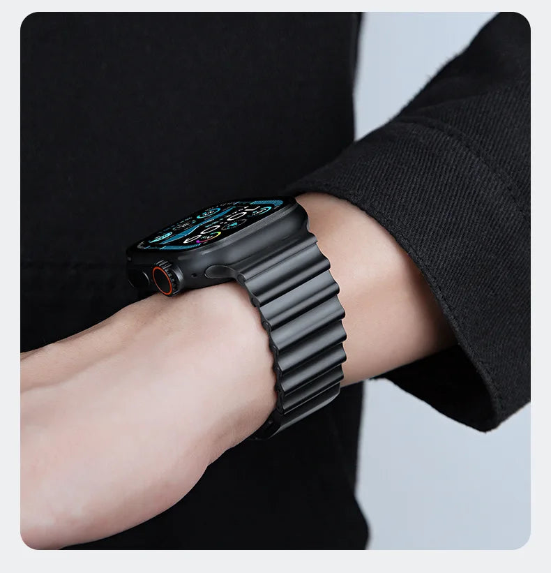 Stainless Steel Magnetic Band Compatible with Apple Watch 42mm–49mm