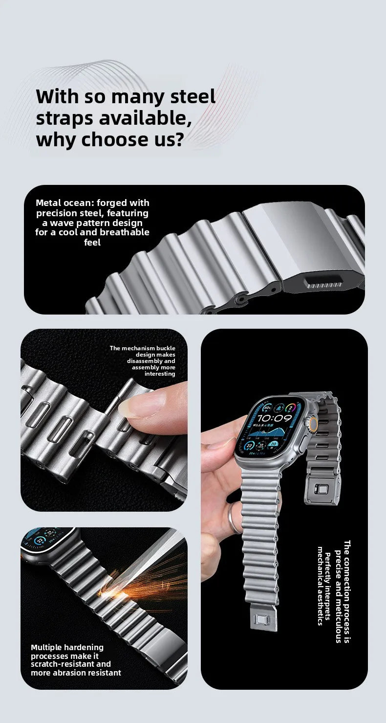 Stainless Steel Magnetic Band Compatible with Apple Watch 42mm–49mm