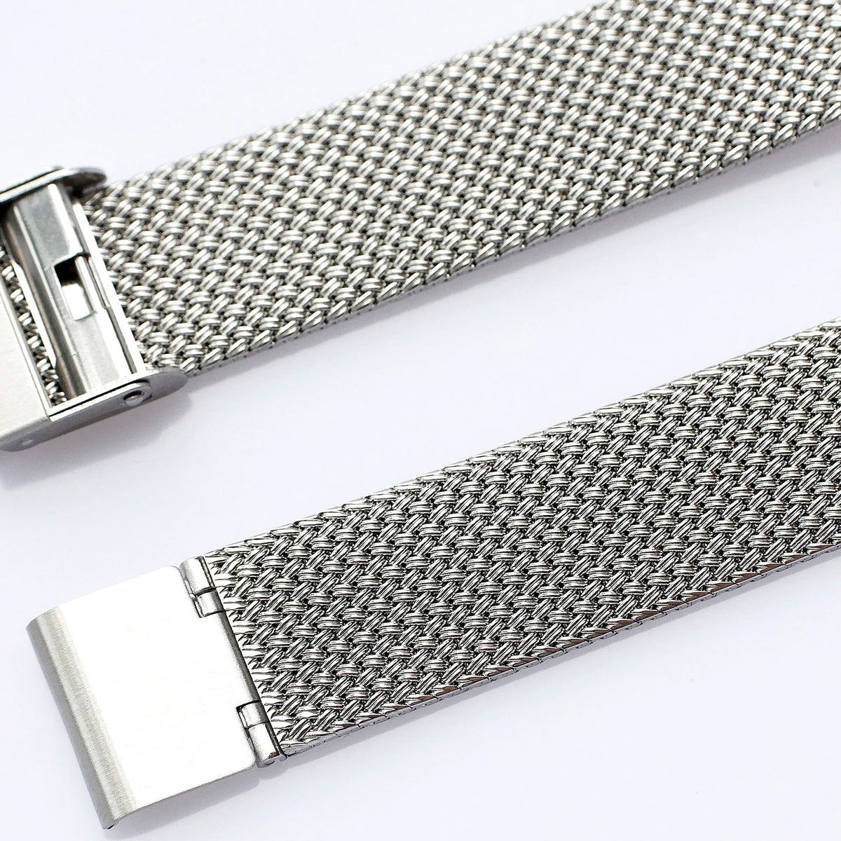 Stainless Steel Milanese Mesh Watch Band 18mm 19mm 20mm – Flat Clasp-Watch Bands-ChronoCraft-Silver-18mm-Viva Timepiece