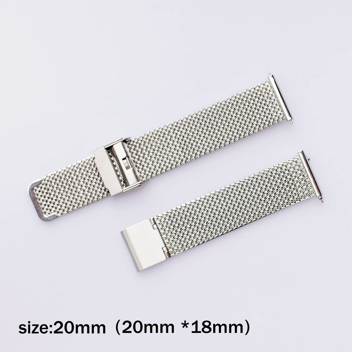 Stainless Steel Milanese Mesh Watch Band 18mm 19mm 20mm – Flat Clasp-Watch Bands-ChronoCraft-Silver-18mm-Viva Timepiece