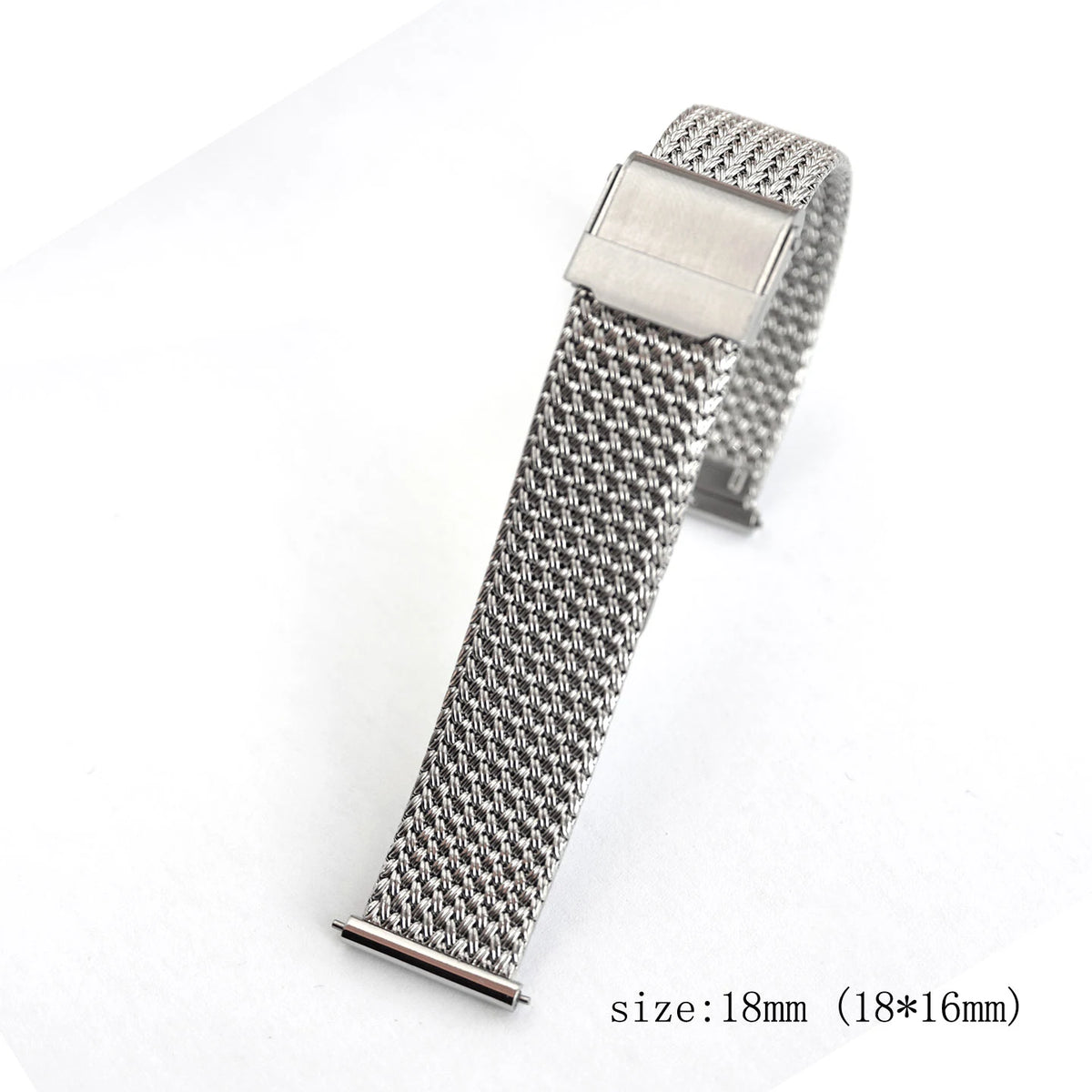 Stainless Steel Milanese Mesh Watch Band 18mm 19mm 20mm – Flat Clasp-Watch Bands-ChronoCraft-Silver-18mm-Viva Timepiece