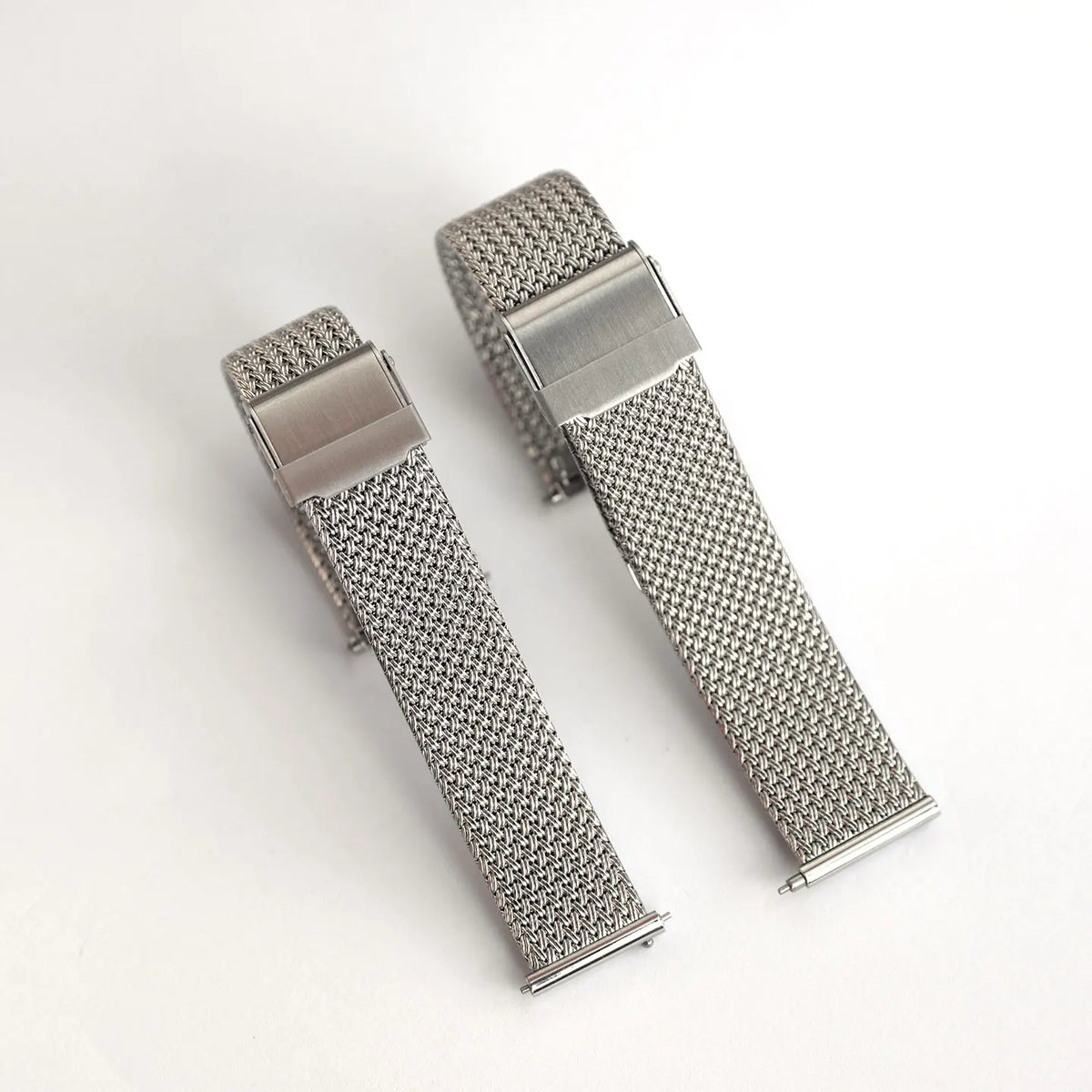 Stainless Steel Milanese Mesh Watch Band 18mm 19mm 20mm – Flat Clasp-Watch Bands-ChronoCraft-Silver-18mm-Viva Timepiece