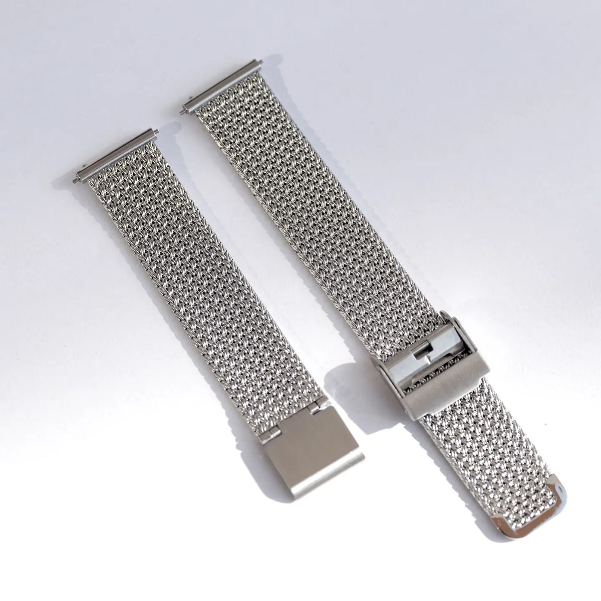 Stainless Steel Milanese Mesh Watch Band 18mm 19mm 20mm – Flat Clasp-Watch Bands-ChronoCraft-Silver-18mm-Viva Timepiece