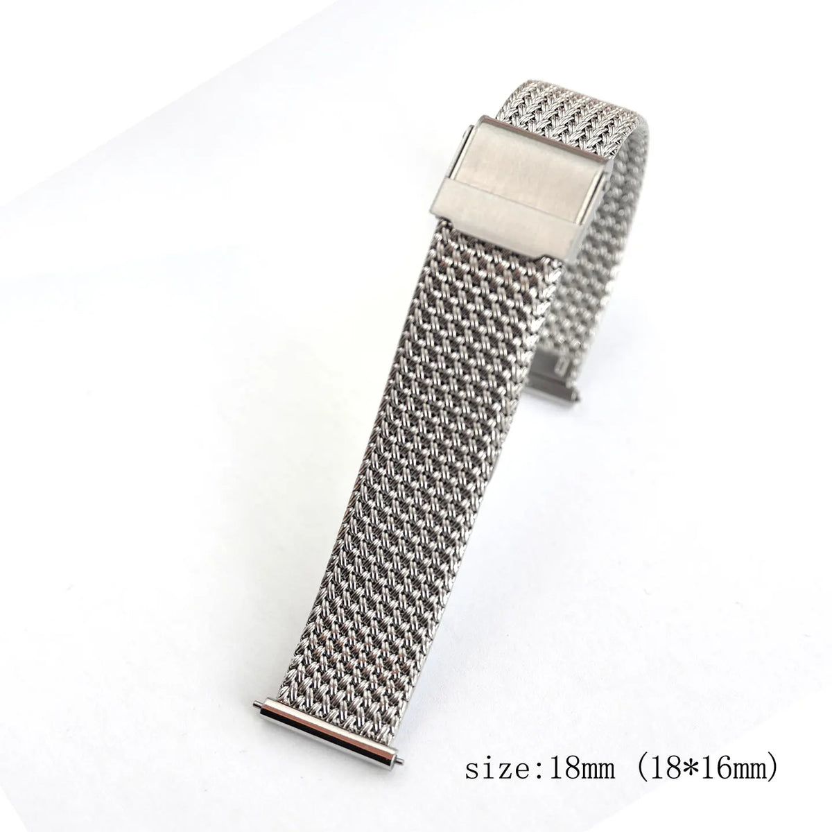 Stainless Steel Milanese Mesh Watch Band 18mm 19mm 20mm – Flat Clasp-Watch Bands-ChronoCraft-Silver-18mm-Viva Timepiece