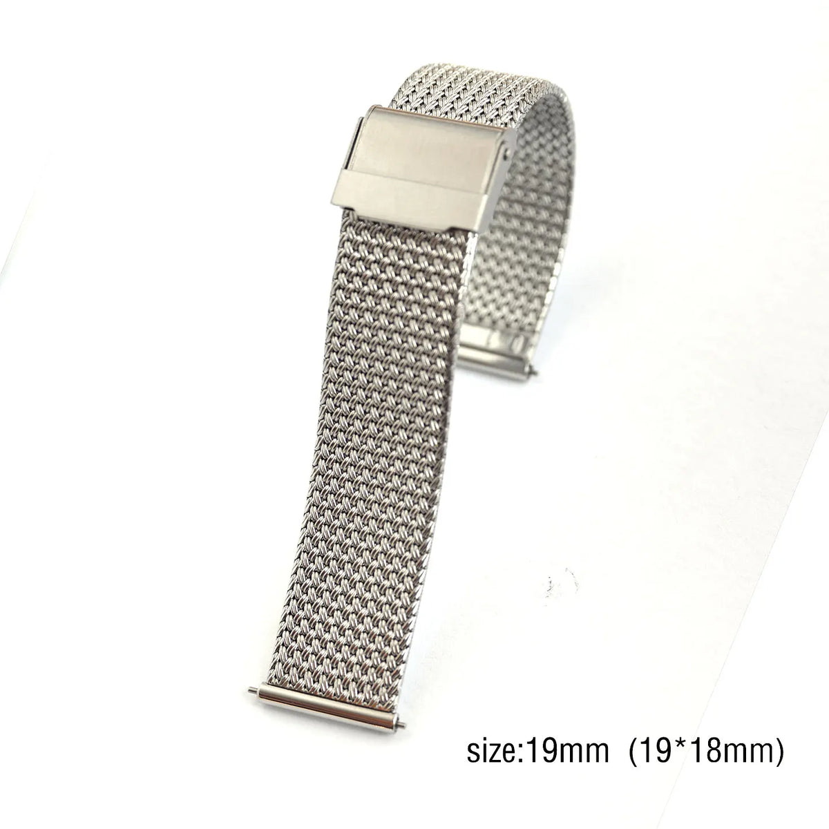 Stainless Steel Milanese Mesh Watch Band 18mm 19mm 20mm – Flat Clasp-Watch Bands-ChronoCraft-Silver-18mm-Viva Timepiece