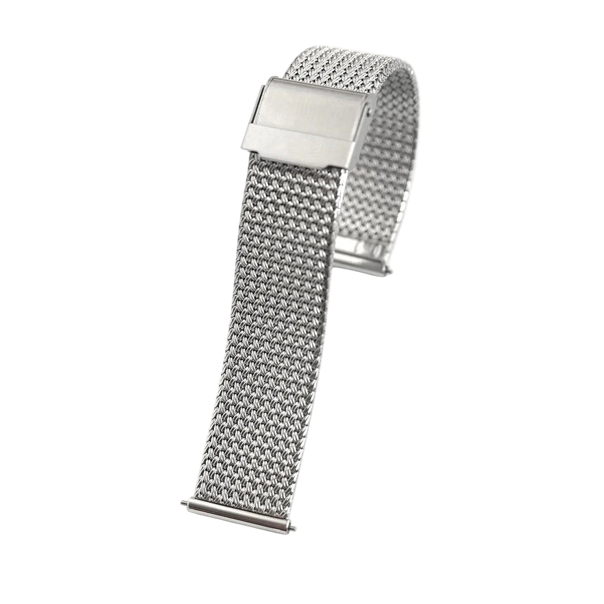Stainless Steel Milanese Mesh Watch Band 18mm 19mm 20mm – Flat Clasp-Watch Bands-ChronoCraft-Silver-18mm-Viva Timepiece