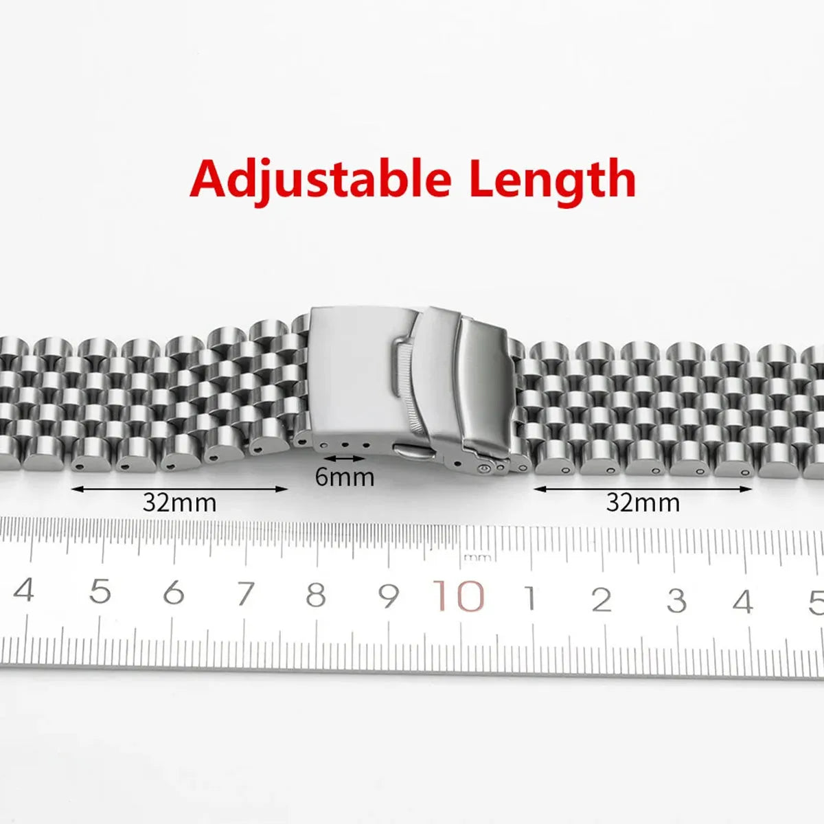Stainless Steel Multi-Link Watch Bracelet 20mm 22mm – Flat & Curved End-Watch Bands-VivaStraps-Silver-22mm-Viva Timepiece