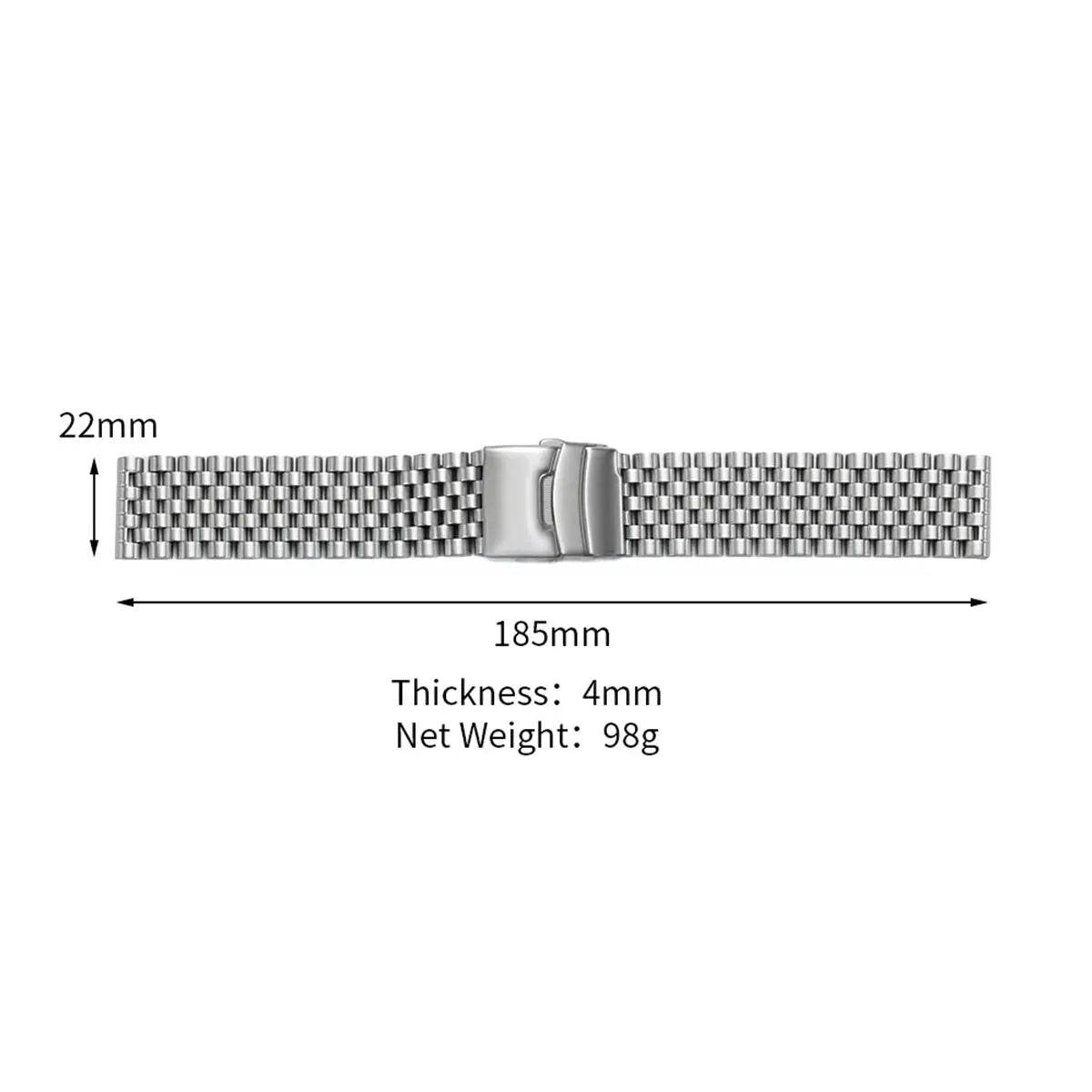 Stainless Steel Multi-Link Watch Bracelet 20mm 22mm – Flat & Curved End-Watch Bands-VivaStraps-Silver-22mm-Viva Timepiece