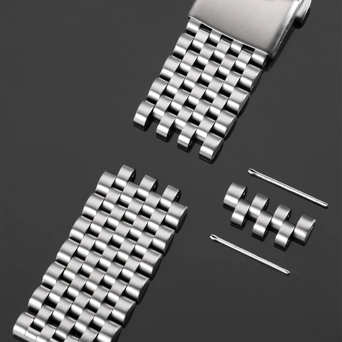 Stainless Steel Multi-Link Watch Bracelet 20mm 22mm – Flat & Curved End-Watch Bands-VivaStraps-Silver-22mm-Viva Timepiece