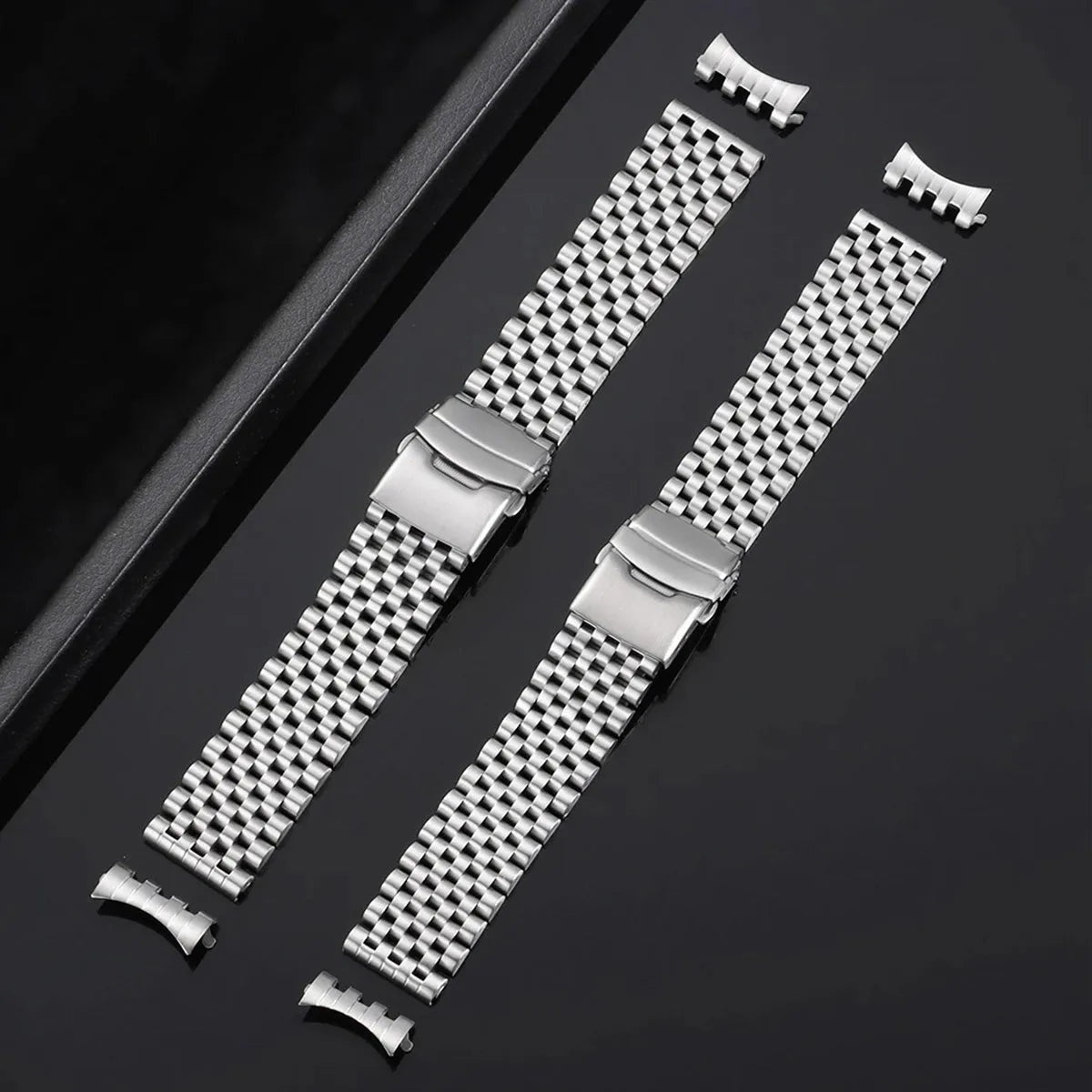 Stainless Steel Multi-Link Watch Bracelet 20mm 22mm – Flat & Curved End-Watch Bands-VivaStraps-Silver-22mm-Viva Timepiece