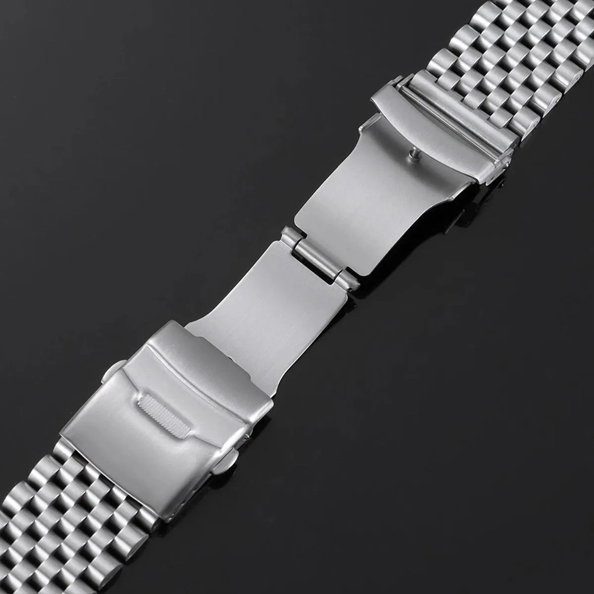 Stainless Steel Multi-Link Watch Bracelet 20mm 22mm – Flat & Curved End-Watch Bands-VivaStraps-Silver-22mm-Viva Timepiece