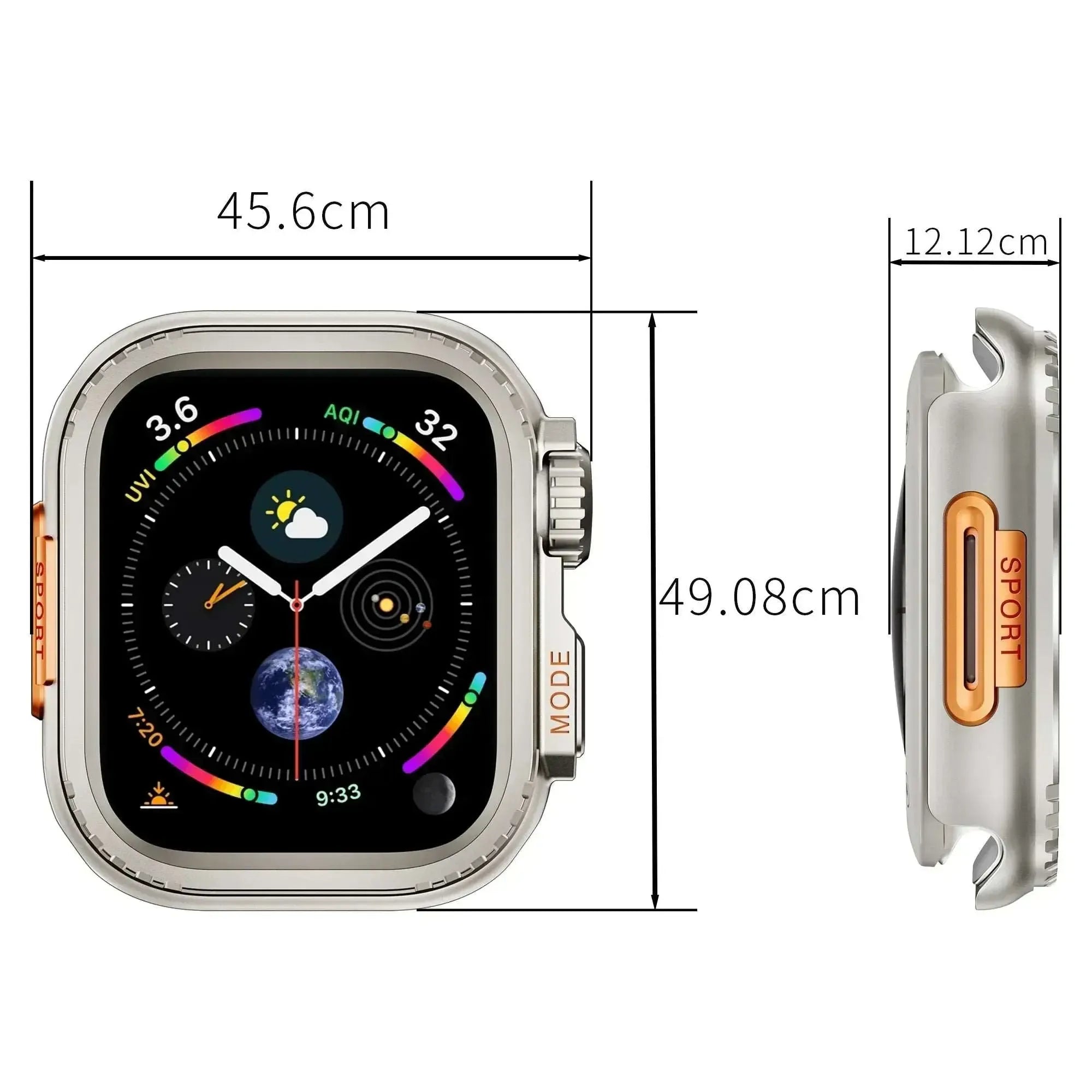 Stainless Steel Rugged Metal Case for Apple Watch – Compatible with Series 4–11 & Ultra Models (44mm / 45mm / 49mm)