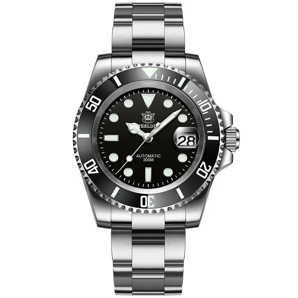 Steeldive Submariner Date 41 Ceramic NH35 Homage Watches 53HH-SS Black - Steeldive | Viva Timepiece