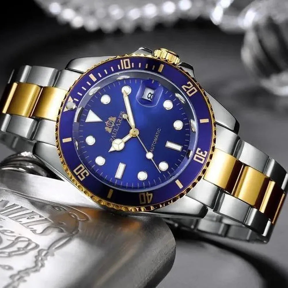 Sub-Date Automatic Diver Watch – Steel Bracelet 40mm-Paulareis-Viva Timepiece