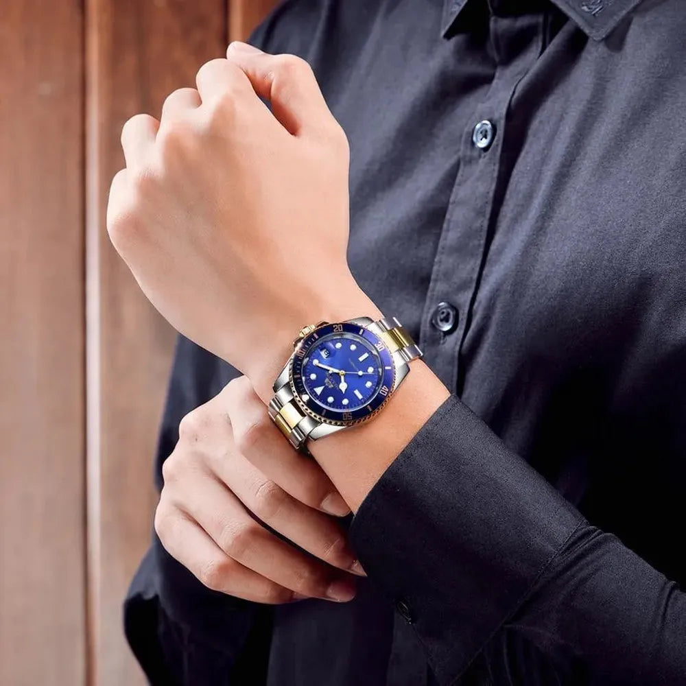 Sub-Date Automatic Diver Watch – Steel Bracelet 40mm-Paulareis-Viva Timepiece