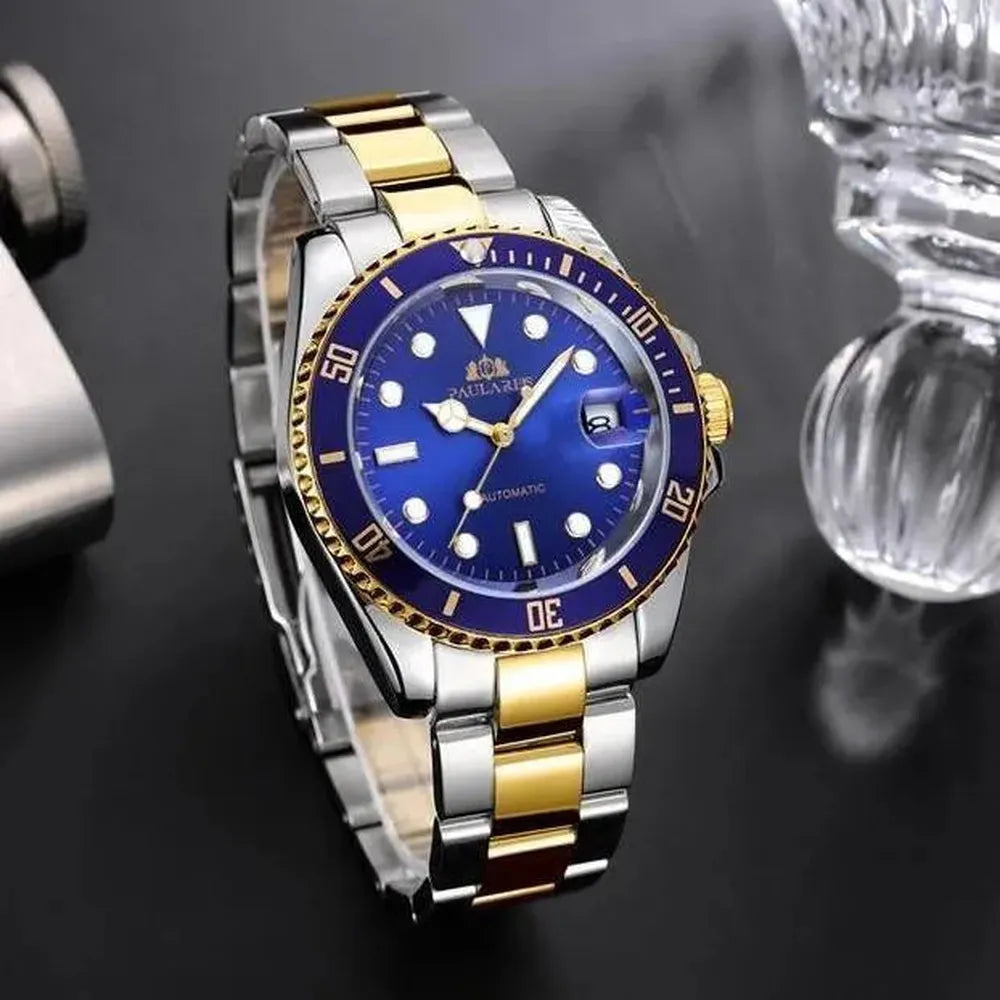 Sub-Date Automatic Diver Watch – Steel Bracelet 40mm-Paulareis-Viva Timepiece
