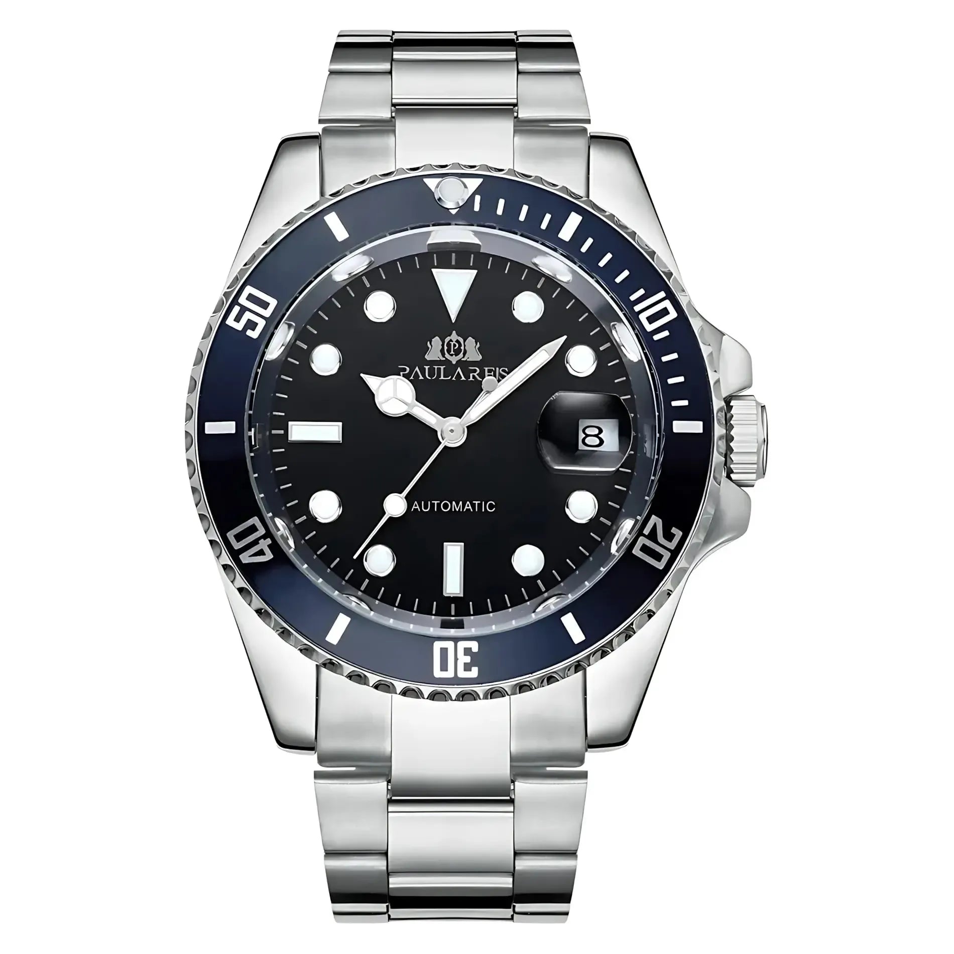 Sub-Date Automatic Diver Watch – Steel Bracelet 40mm-Paulareis-Viva Timepiece