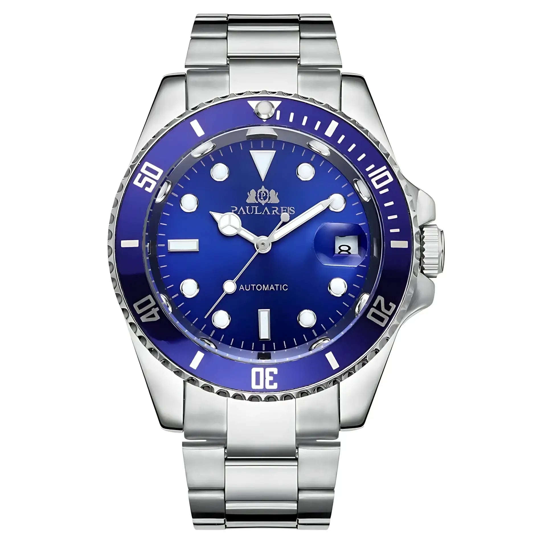 Sub-Date Automatic Diver Watch – Steel Bracelet 40mm-Paulareis-Viva Timepiece